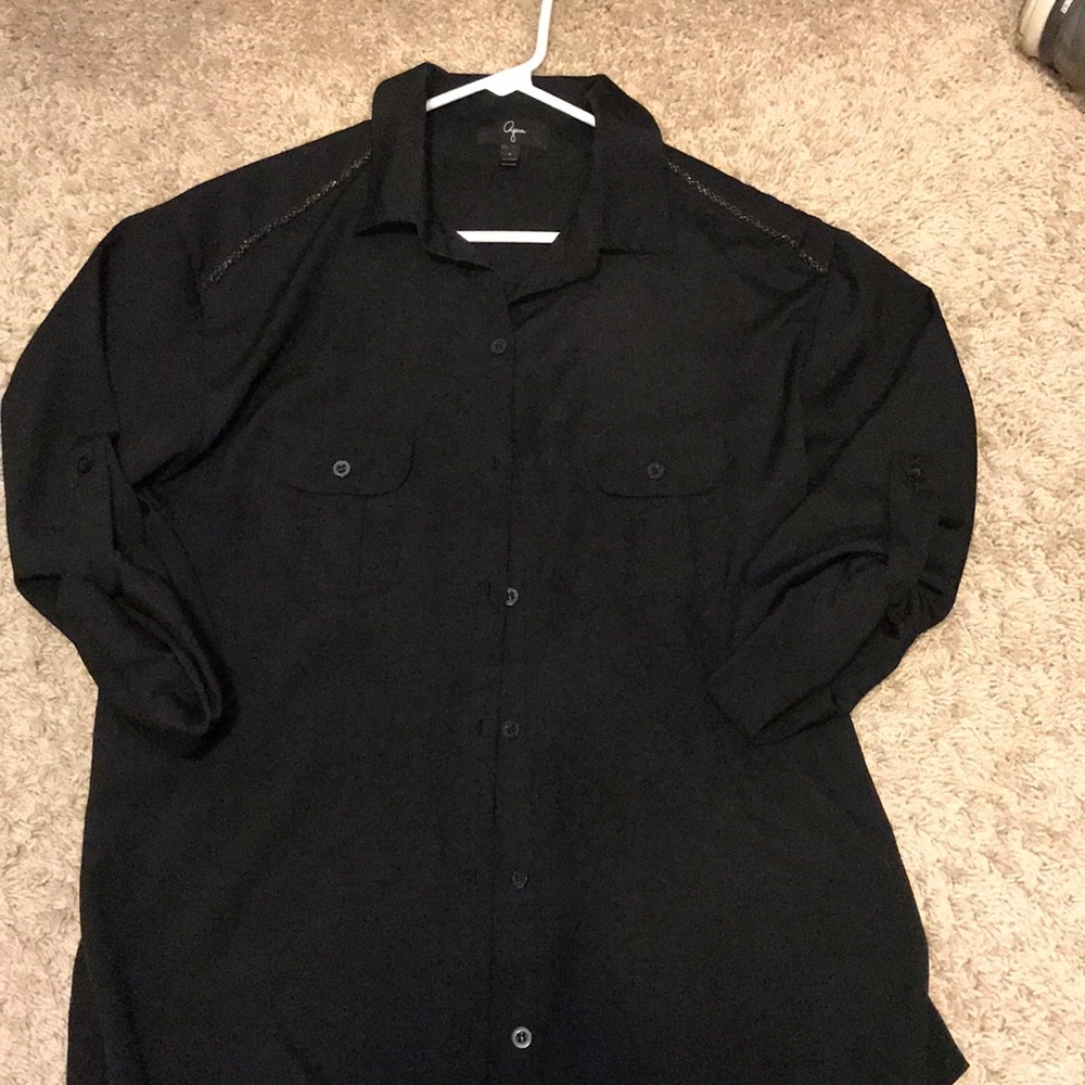 Aqua Black Blouse